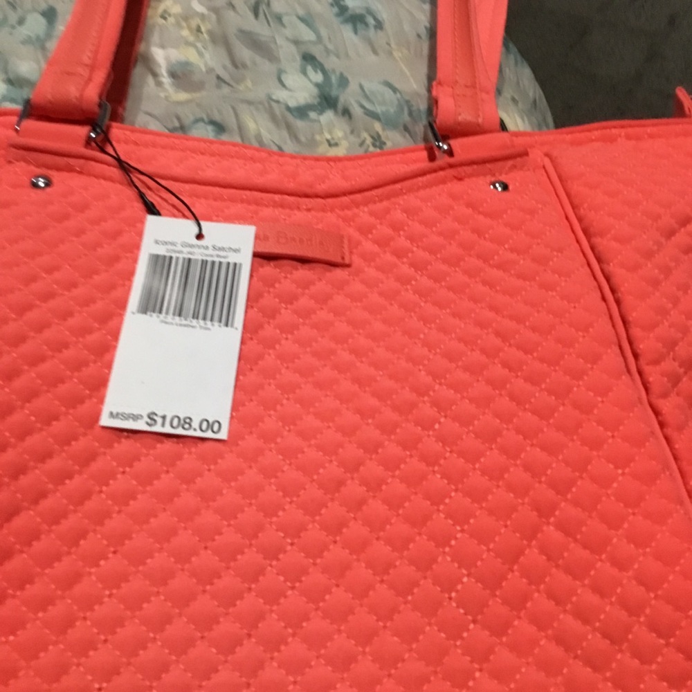 Vera Bradley Iconic Glenna Satchel, CORAL Reef - Picture 4 of 7
